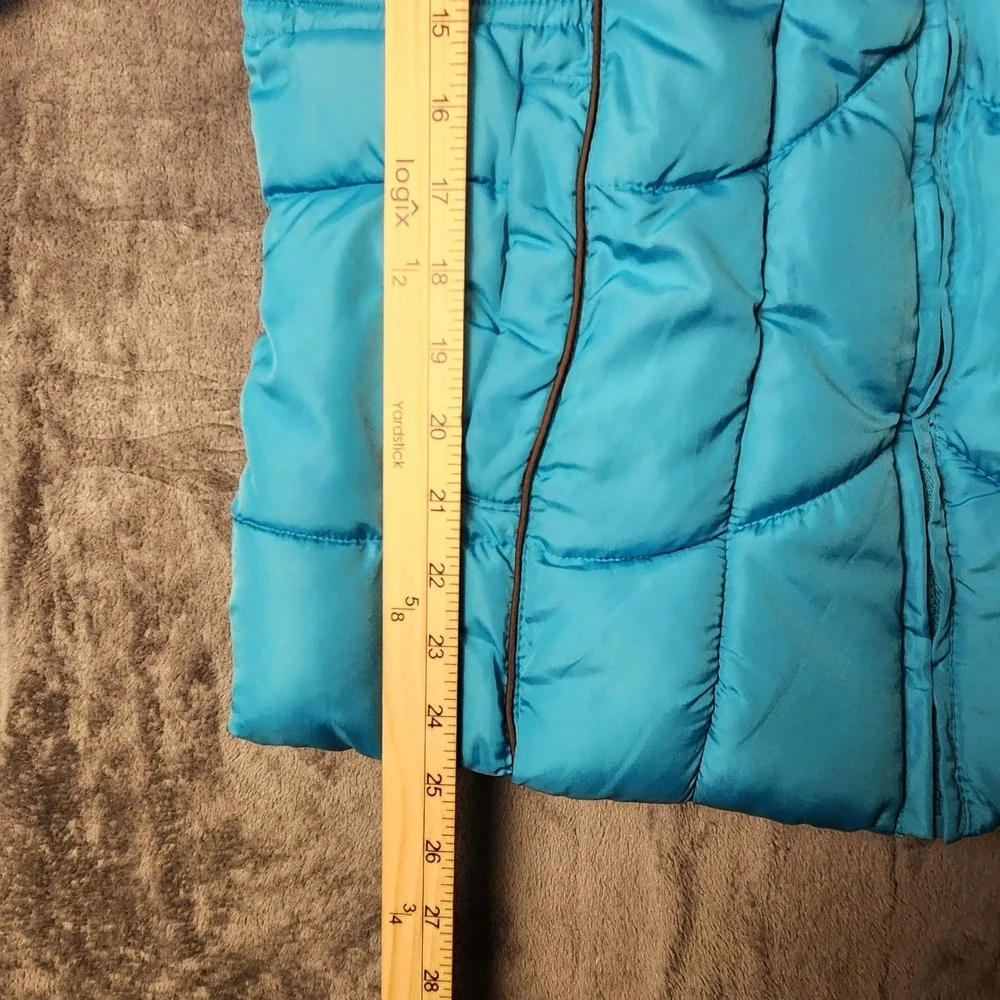 Vertical 9 Girls Size 16 1/2 Plus Aqua Blue Hooded Puffer Jacket Winter Snow Coa